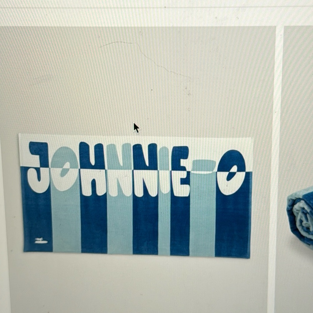 Johnnie - O block letter towel NEW laguna blue